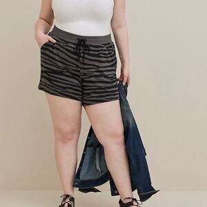 Torrid lovesick French terry tiger stripe grey pull on shorts